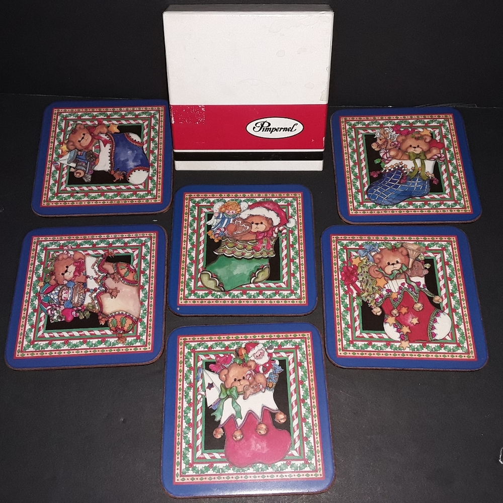 Pimpernel "Christmas Bears" Coasters (6) - IOB